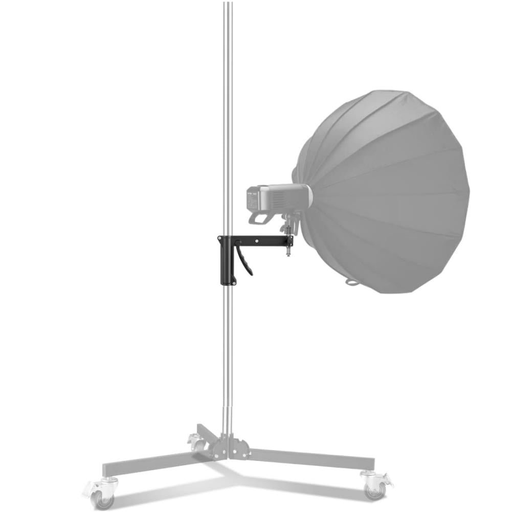 BOLLUMA Photography Pistol Grip Sliding Arm with Reversible 1/4" to 5/8" Baby Pin Stud - Light Stand Grip for LED Video Lights, Monolights, and Softboxes