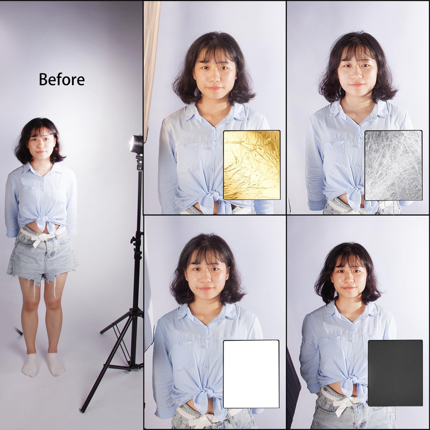 Photo Studio C Stand Kit with Reflector, 300cm Spring Cushioned Lighting Stand with 60x75cm 4-in-1 Photography Light Reflector and Caster Wheels, for Fashion Portrait Still Life Shot YouTube Film