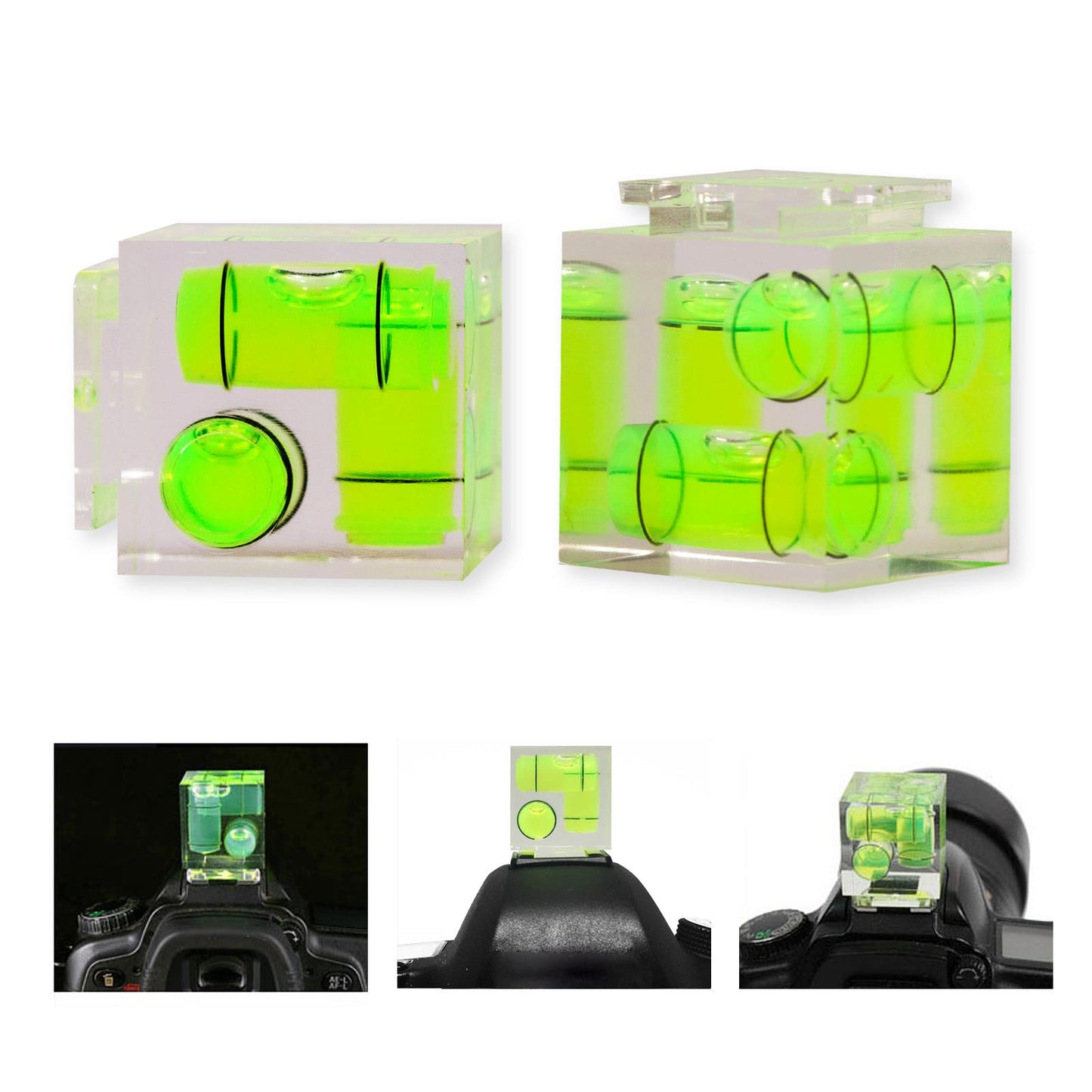 Camera Level Hot Shoe Level 3 Axis Bubble Spirit Level Hot Shoe Flash Standard Hot Shoe Mount for Photography DSLR SLR, 23 x 23mm
