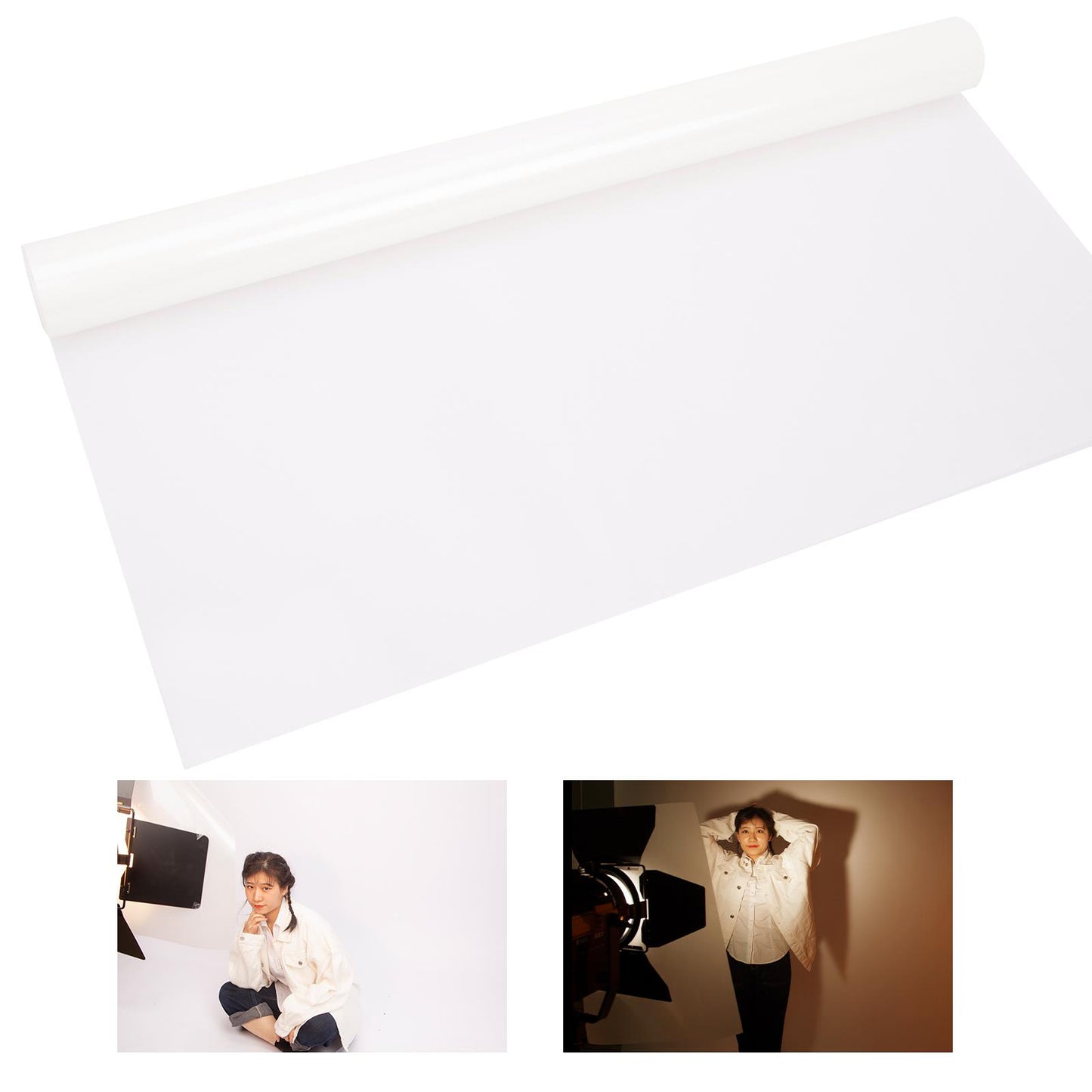 White Lighting Gel Filter Transparent Color Correction Full CTO CTB Coloured Lighting Sheet Craft for 800W Red Head Light Strobe Spotlight Flash Photography Photo Studio, 50x40cm