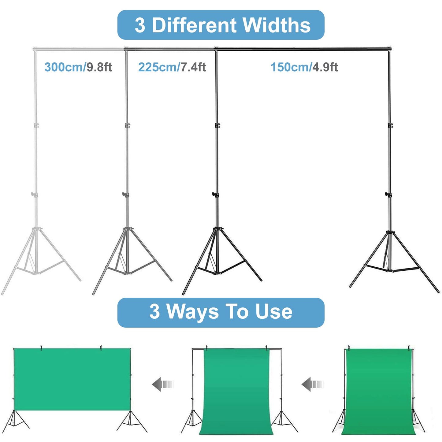 Continuous Lighting Softbox & Backdrop Support Kit 150W with Boom Arm