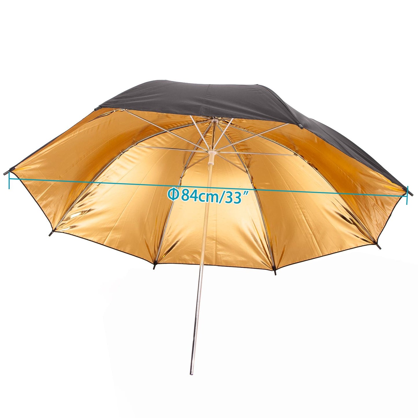 3 x 33" (84cm) Professional Umbrellas, 1x Diffuser, 1x Silver Reflector, 1x Gold Reflector