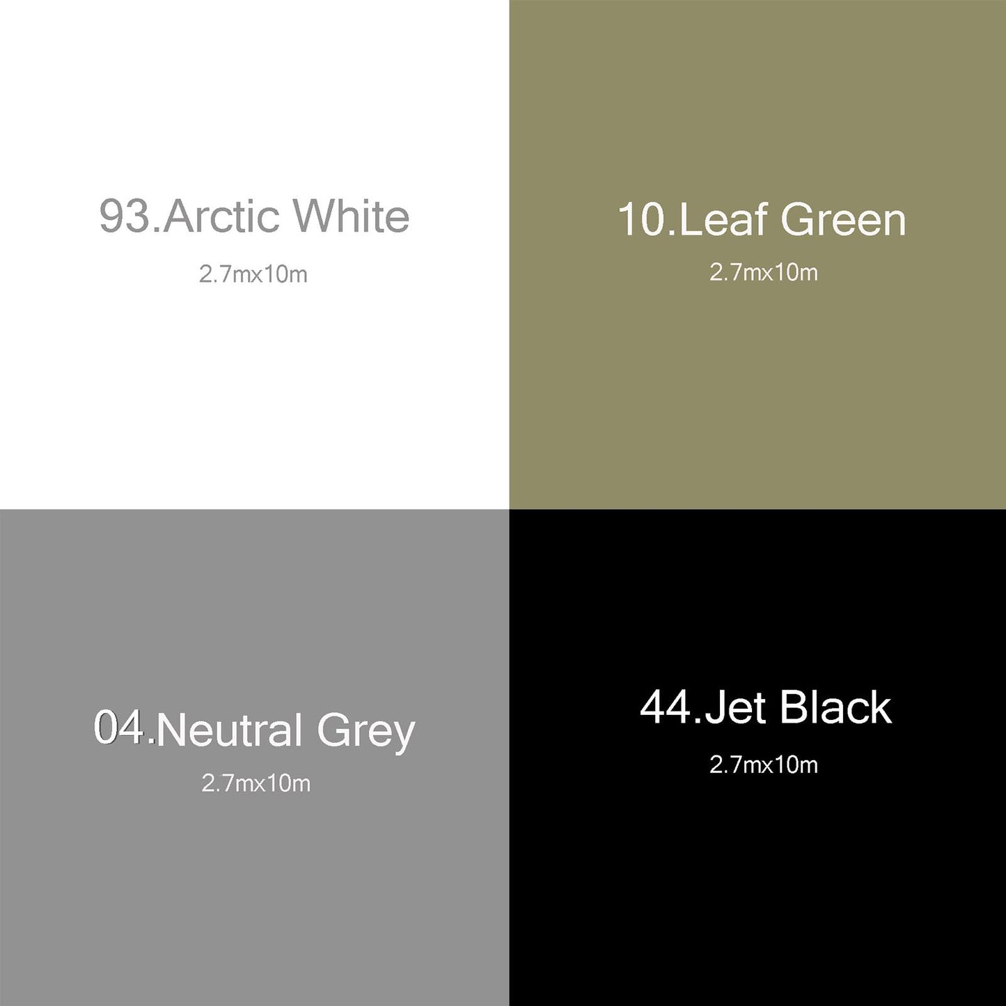 BOLLUMA 2.72x10M Paper Backdrops – Grey, White, Green, Black Rolls