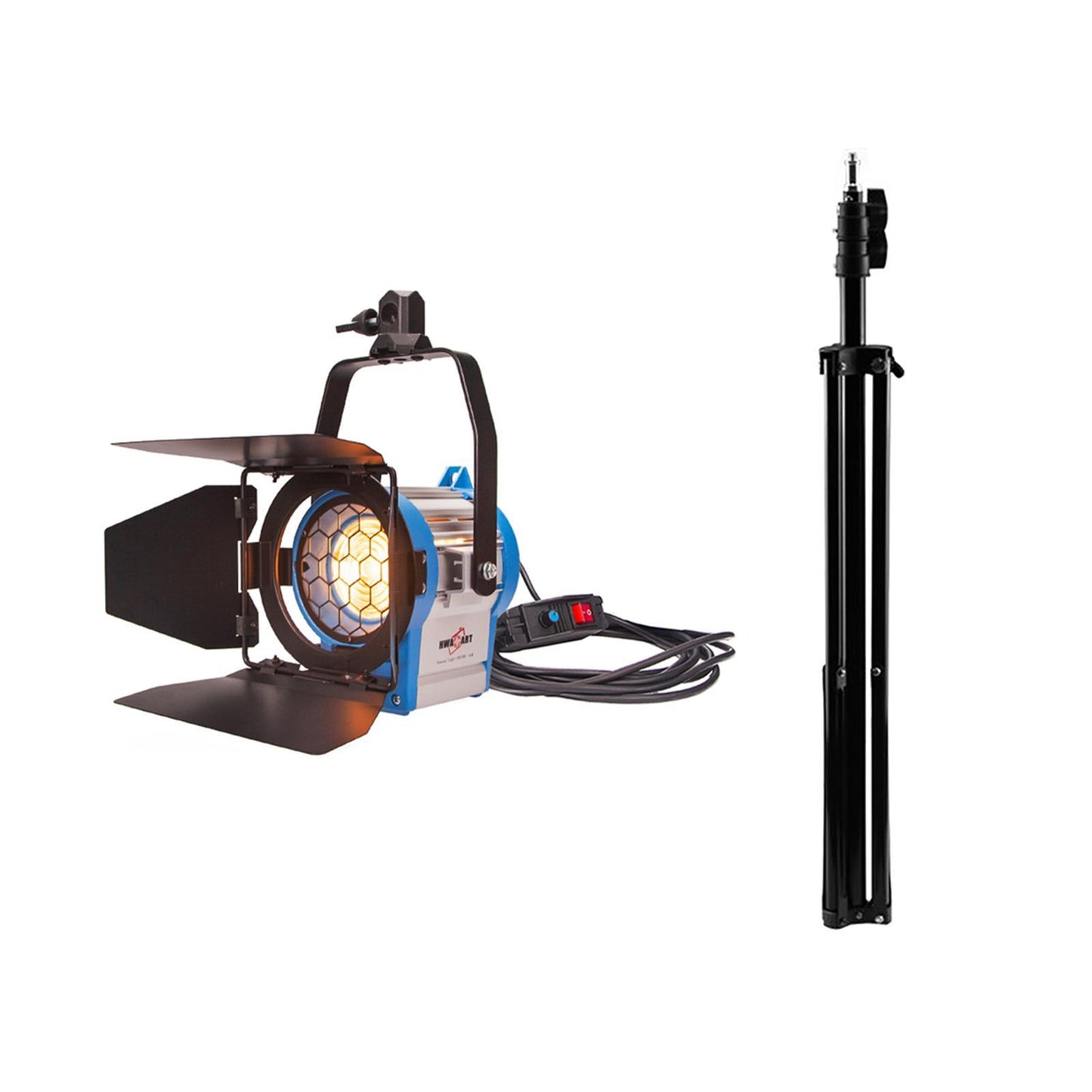 300W Pro Movie Fresnel Tungsten Dimmer Spotlight Lighting Studio Video Barndoor 1 Set