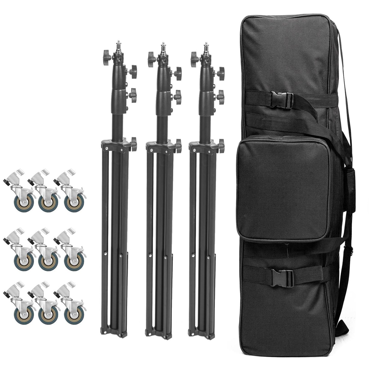 2x 3m Air Cushioned Stand, Heavy Duty, Wheels and Studio Bag