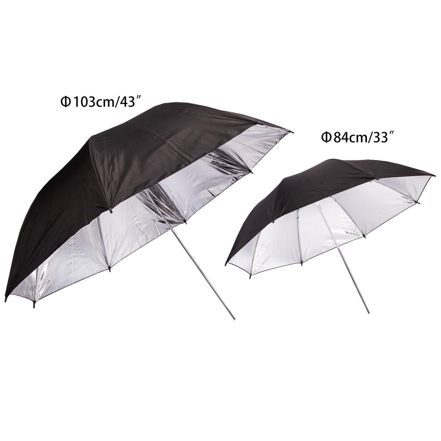 2x 33" (84cm) Professional Umbrella with Silver Reflector