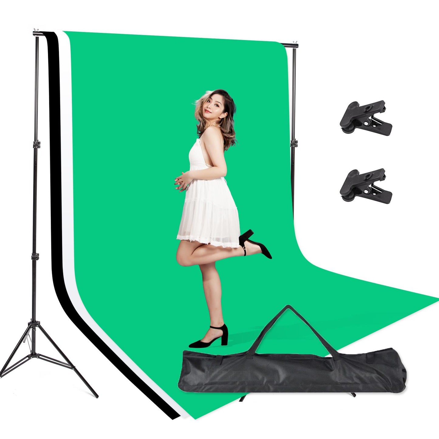 Black, White, Green Backdrop & Support System