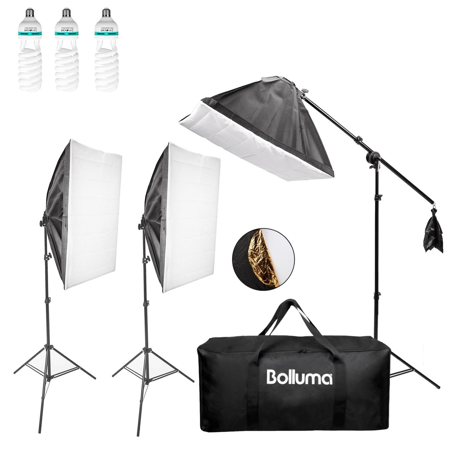 BOLLUMA 3 Packs 135W Softbox Reflector Lighting Kit - Easy to Use