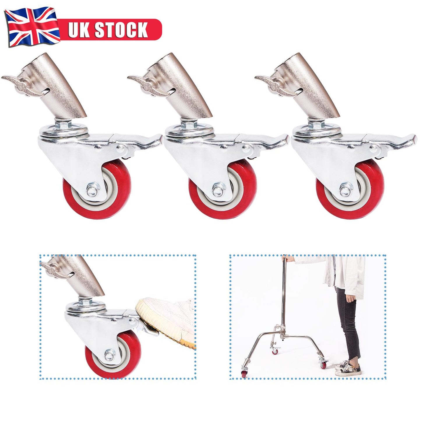 3x C-Stand Caster Wheels