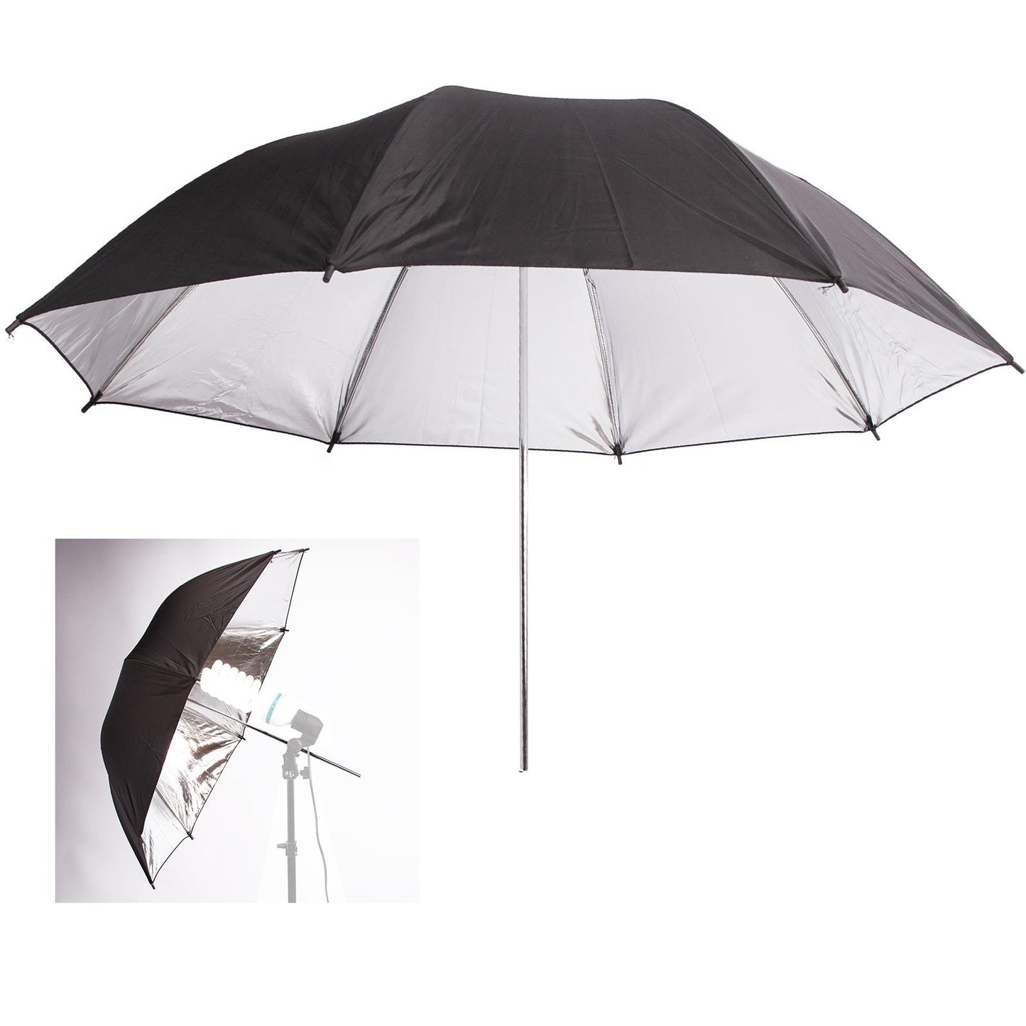 3 x 33" (84cm) Professional Umbrellas, 1x Diffuser, 1x Silver Reflector, 1x Gold Reflector