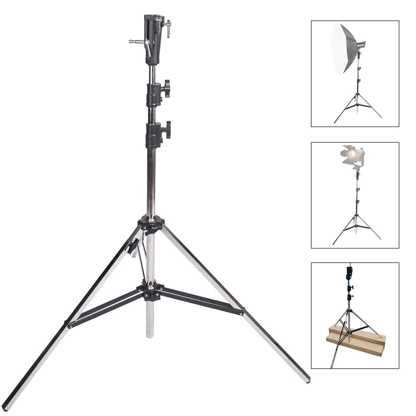 BOLLUMA 3.1M Heavy Duty Chrome Plated Steel Photo Lighting Stand
