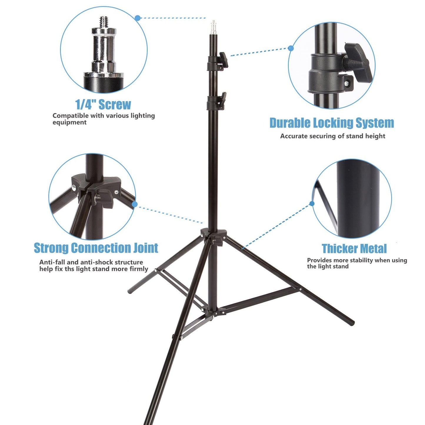 2x Heavy Duty 2m Light Stand