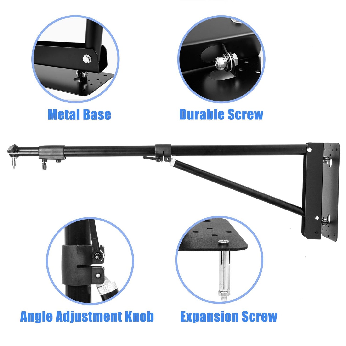 Wall Mountable Triangular Boom, Extendable to 135cm