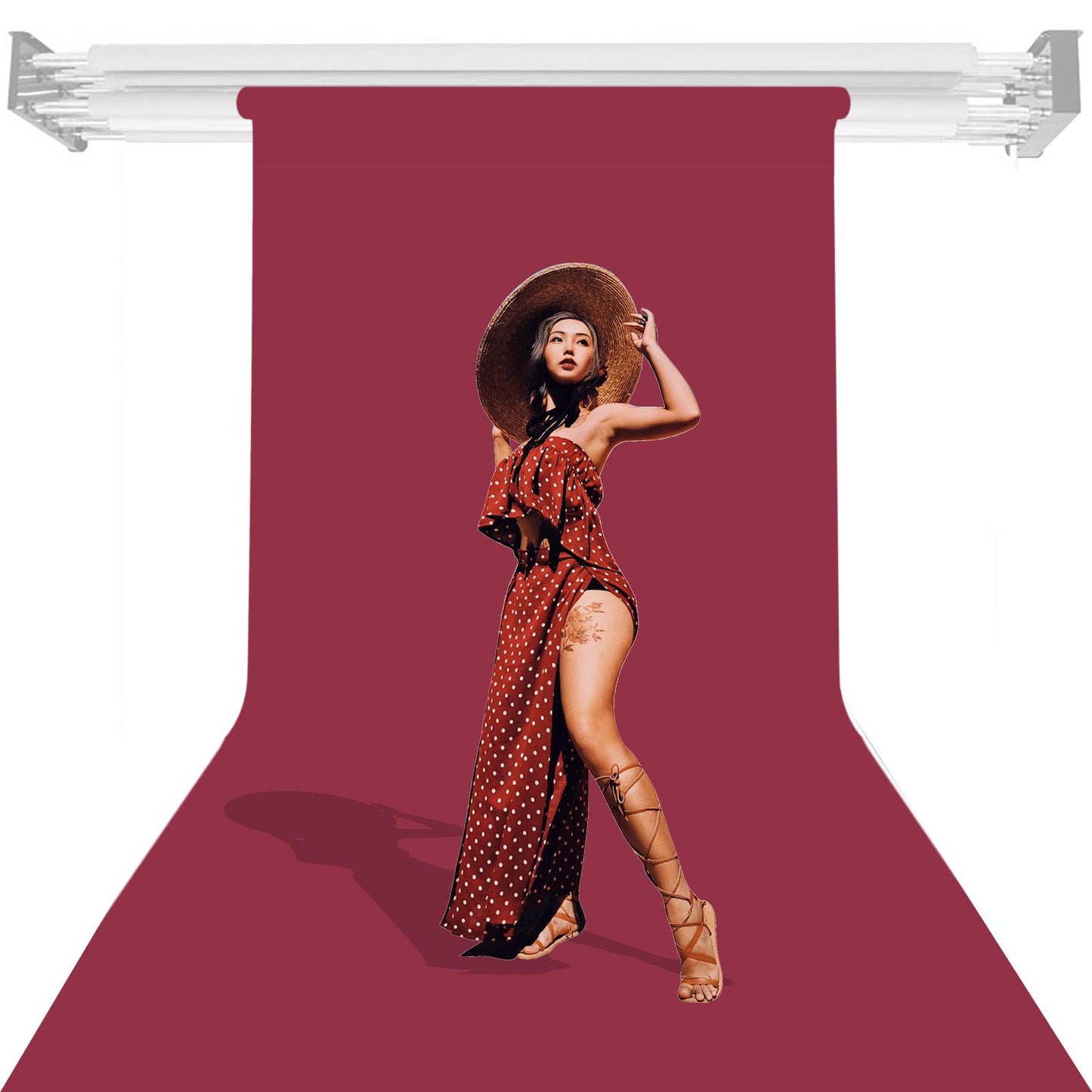 BOLLUMA Crimson Paper Backdrop 1.35m x 10m and Stand Included