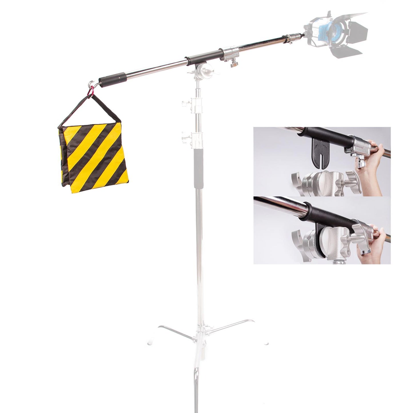 Studio Heavy Duty Boom Arm with Sandbag for C Stand Lighting Video Monolight Strobe Light Spotlight Softbox Reflector Backdrop, for Stage Film Product Shooting Portraits and Filming, 215cm