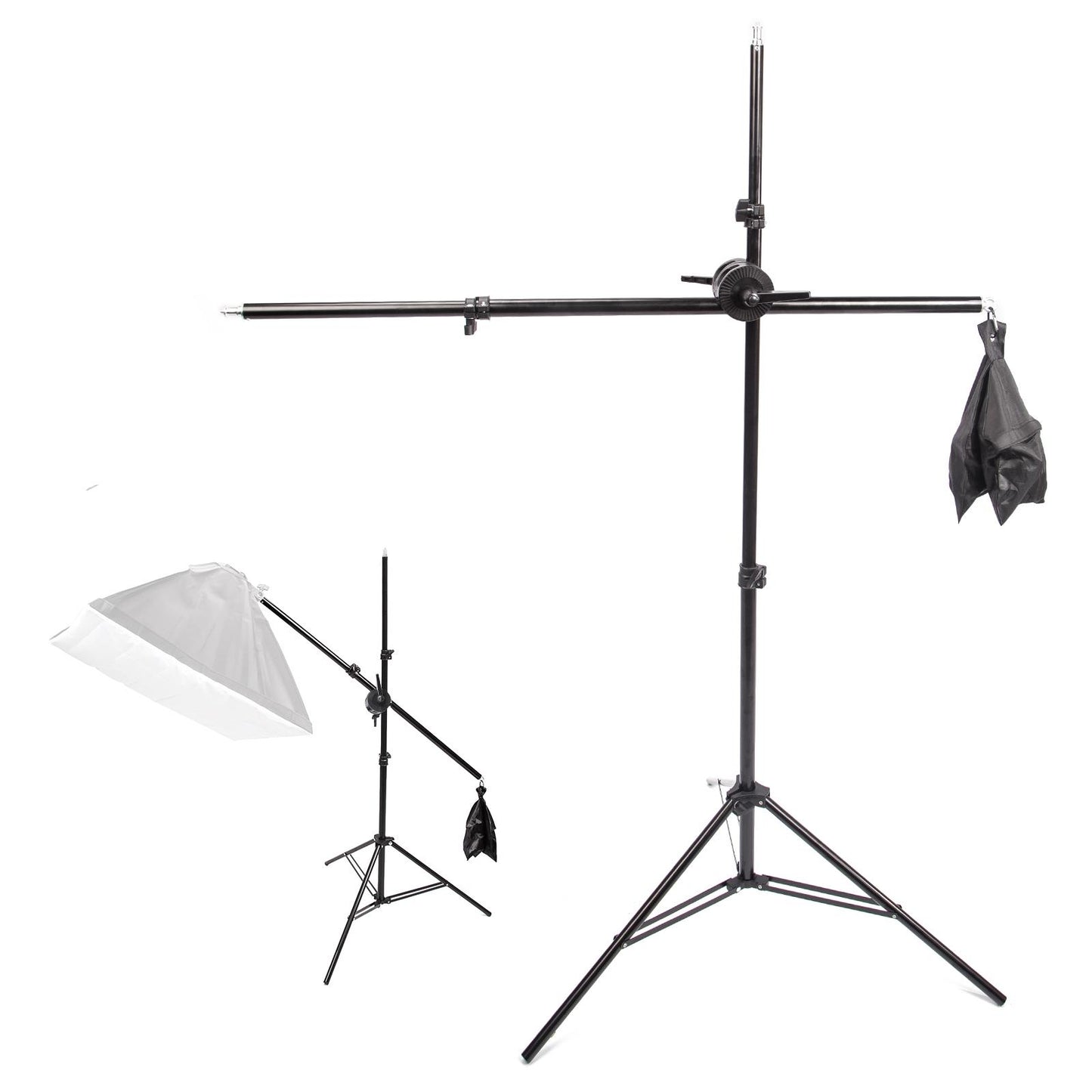 Photo Studio 200cm Light Stand with 140cm Boom Arm and Double Clamp Sandbag for Supporting Softbox Studio Flash for Video Portrait Photography Product Shooting