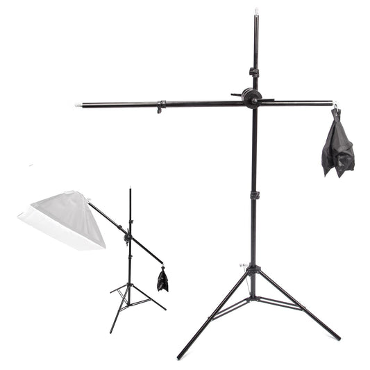 Photo Studio 200cm Light Stand with 140cm Boom Arm and Double Clamp Sandbag for Supporting Softbox Studio Flash for Video Portrait Photography Product Shooting
