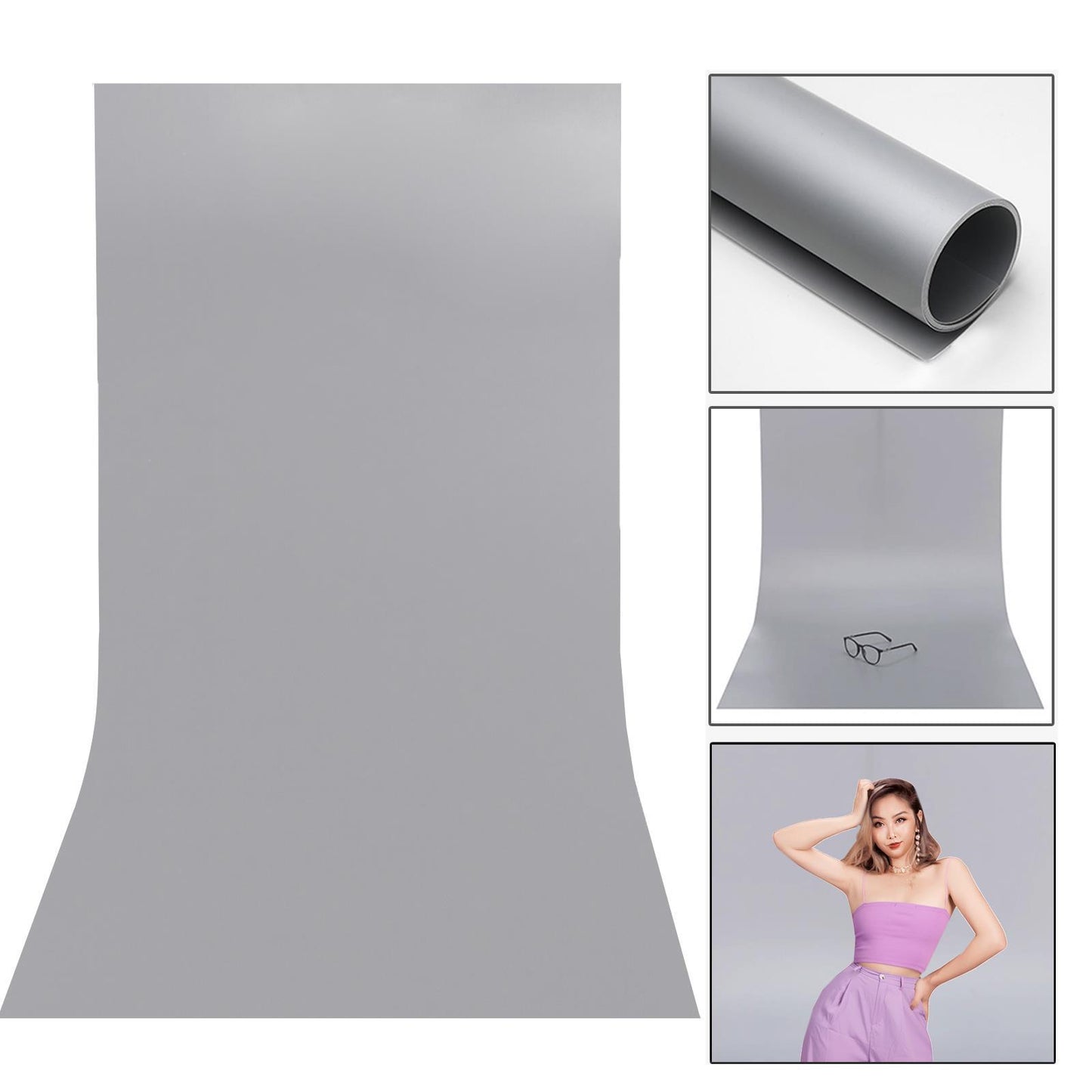 BOLLUMA 2 Packs Grey PVC Backdrop - Easy to Clean & Maintain