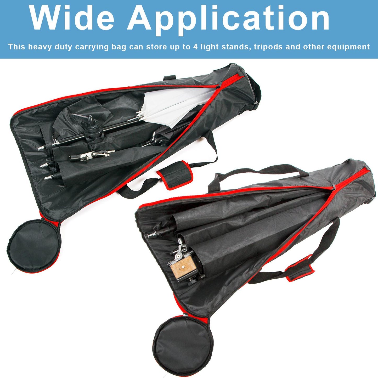 BOLLUMA 123cm Heavy-Duty Tripod Carrying Case | Water-Repellent Bag with Padded Compartments for Light Stands, Monopods, Mic Stands & Telescopes