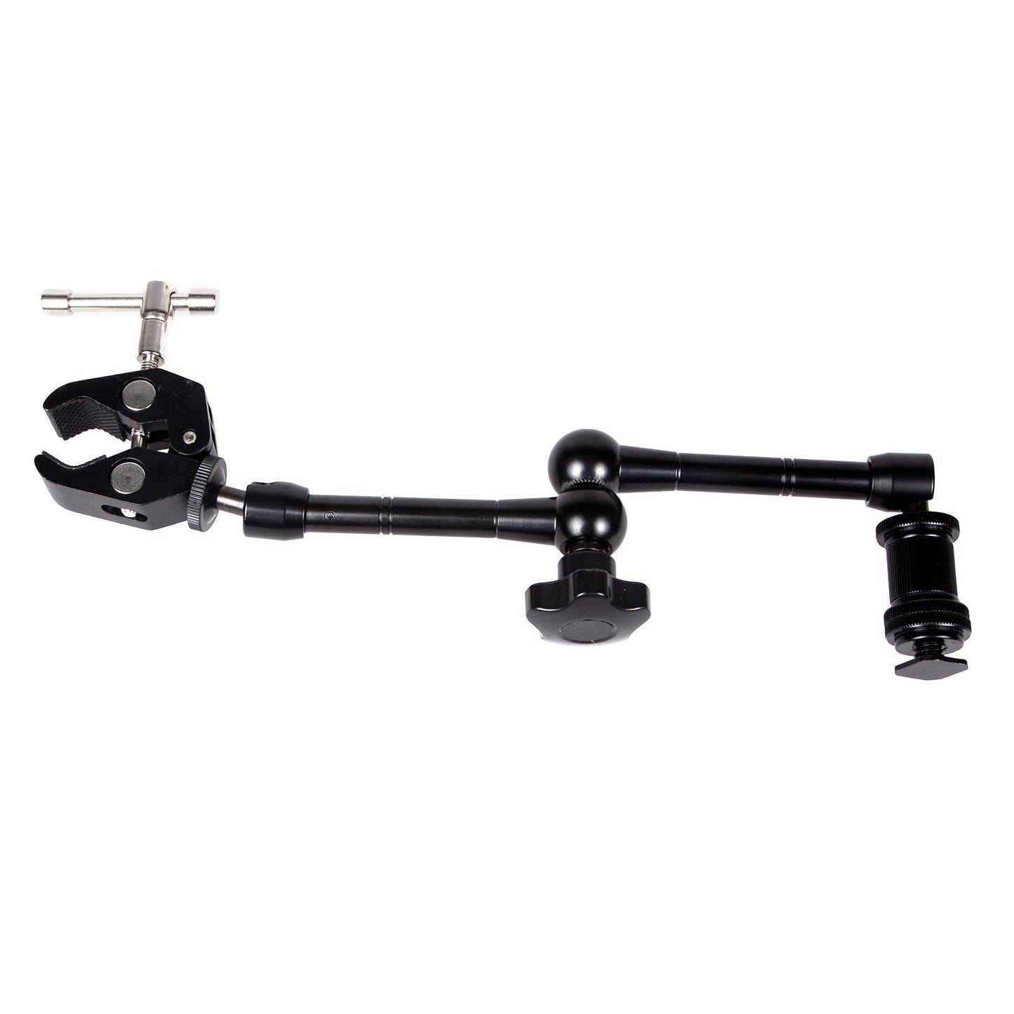 Articulating Friction Arm 11" with Large Super Crab Clamp and Hot Shoe Mount 1/4" Magic DSLR Tripod Arms Kit for Photography, Video, Camera Rig, LED Light, Flash Light, LCD Monitor