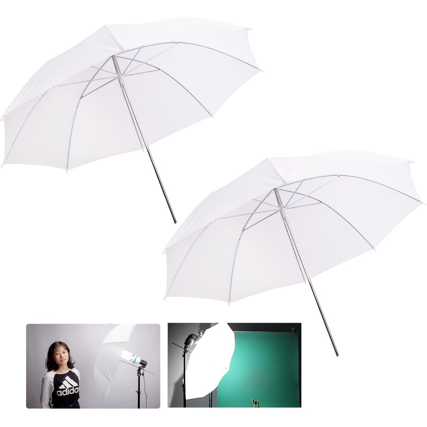BOLLUMA 2x 43 inch White Translucent Studio Umbrella Reflector
