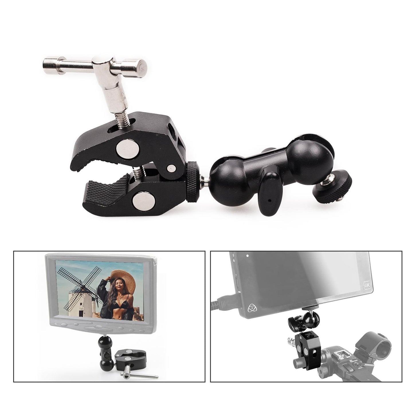 Camera Cool Ballhead Super Clamp Mount with Mini Magic Arm Multi-Function Double Ball, Photography Photo Studio Accessories