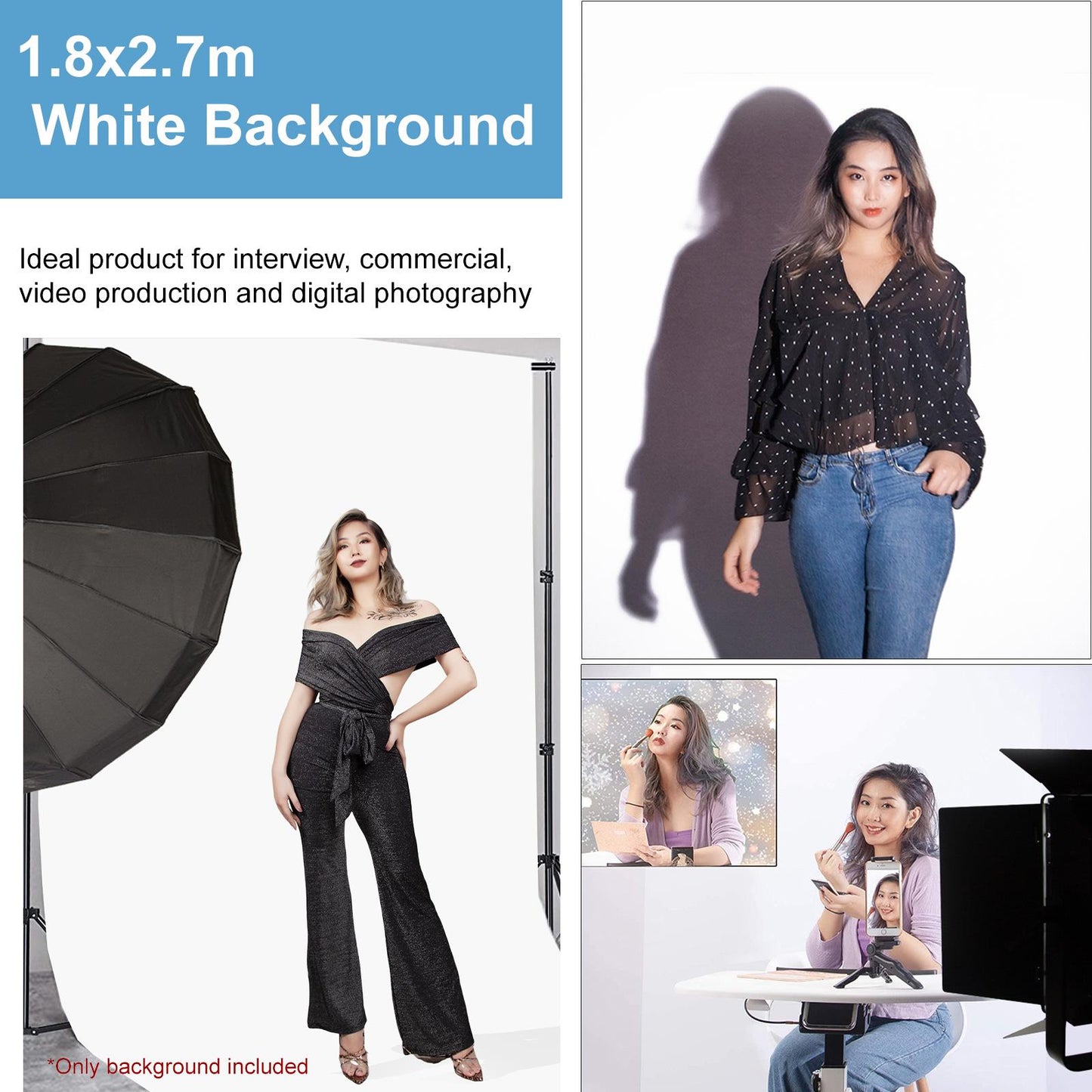 1.8x2.7m White Cotton Background