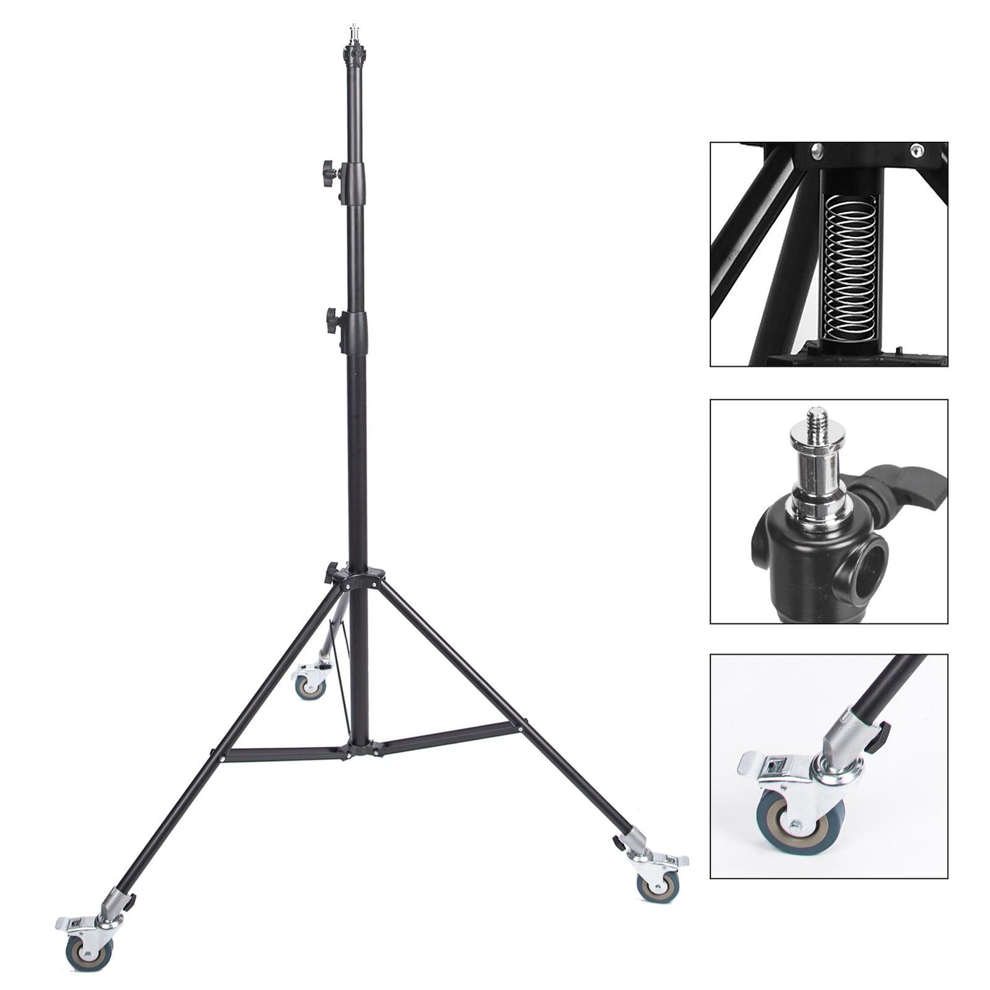 3m Spring Cushioned Stand, Heavy Duty, with Multifunction Adaptor and Wheels