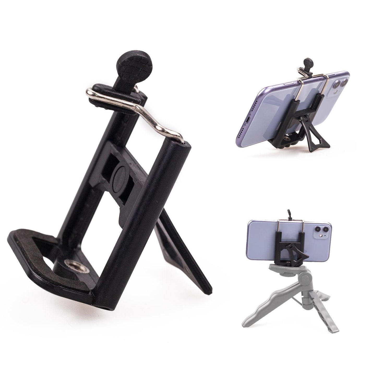 PYXEL STUDIO Universal Smartphone Holder Rest Cell Phone Holder Mobile Bracket Tripod Mount Adapter Clip Holder Phone Bracket, 1/4" Threaded, Max Open 90mm 3.5"