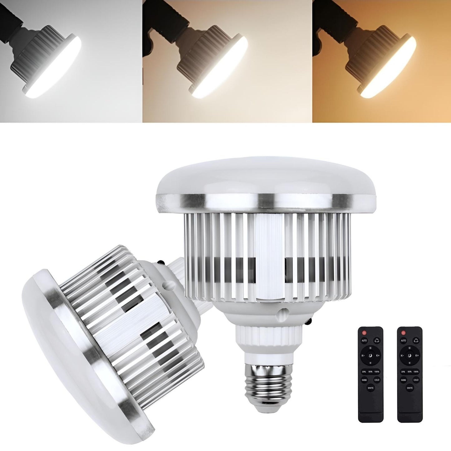 BOLLUMA 85W Photography LED Light Bulb, Bi-Color Dimmable E27 3000-6500K, Photo Studio Bulb Video Light Photography Daylight Lamp for Studio Video Shooting Softbox Home Lighting, 2 Packs