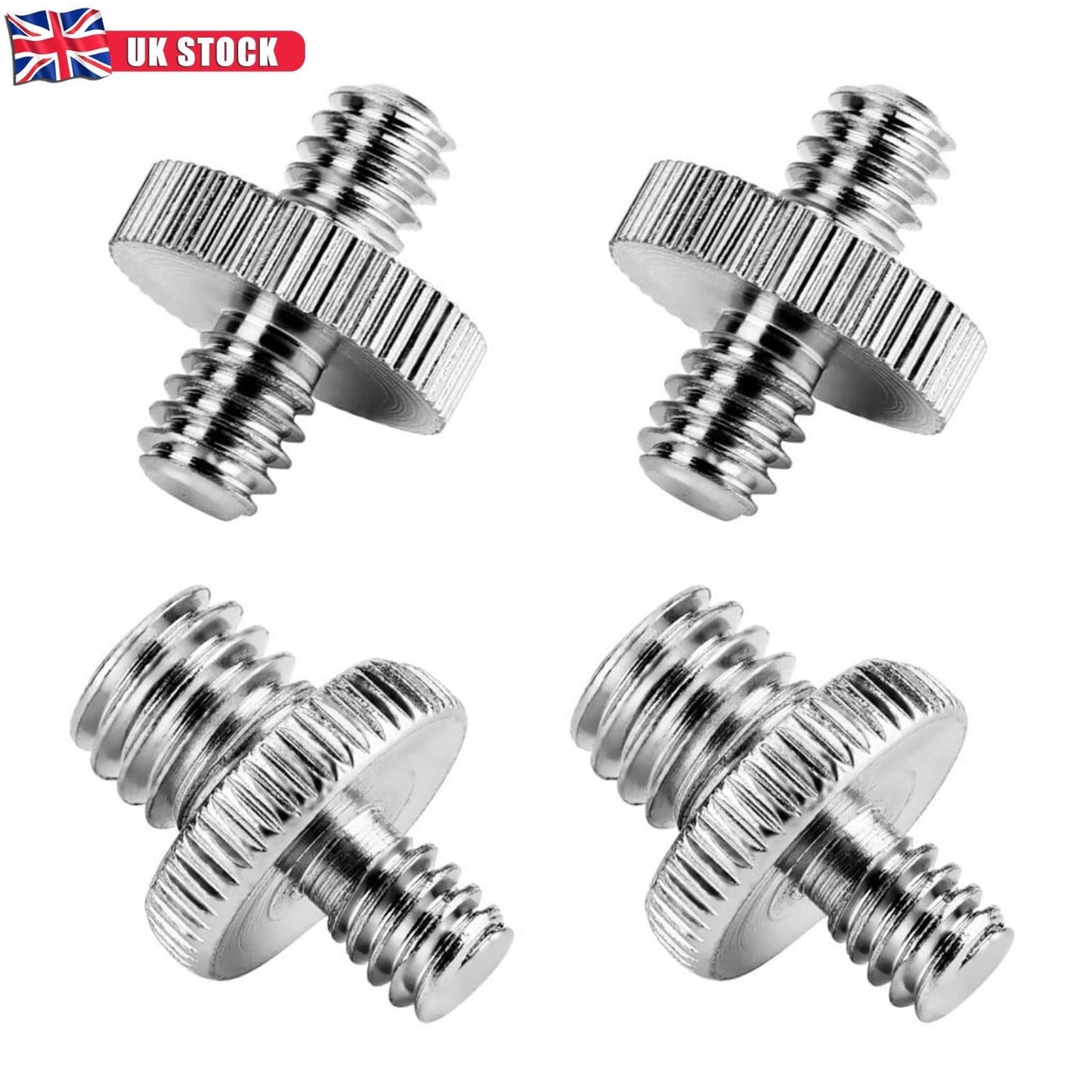 1/4" Male to 3/8" Male Screw and 1/4" Male to 1/4" Male Thread Screw Adapter, Tripod Mount Thread Adapter Converter for Camera Tripod Monopod Ball Head Light Stand LED Light, 4 Pieces