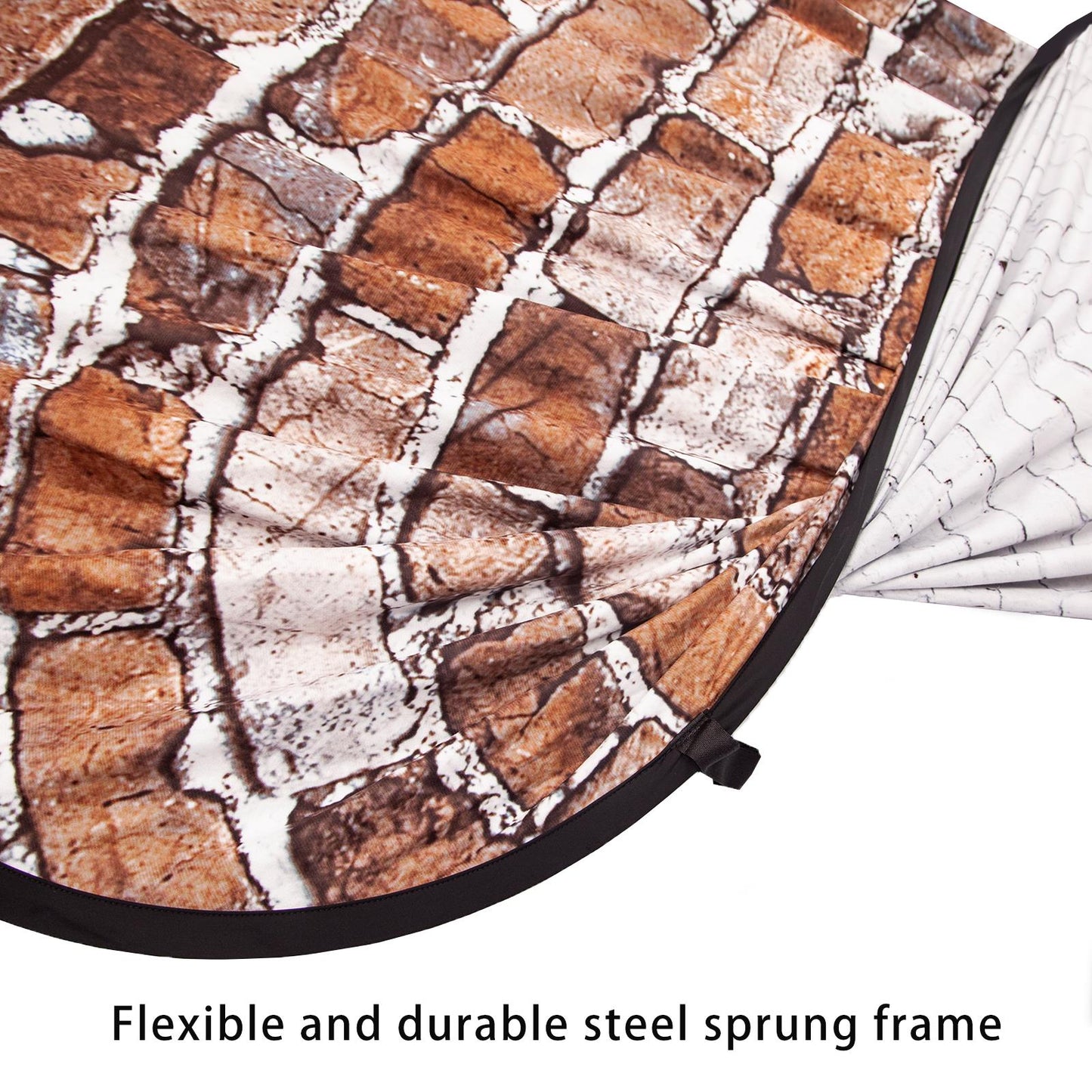 Pop-up Backdrop, 1.5m x 2m, Double Sided - Classic Brick/Whitewashed Brick, with Heavy Duty Stand and Boom Arm
