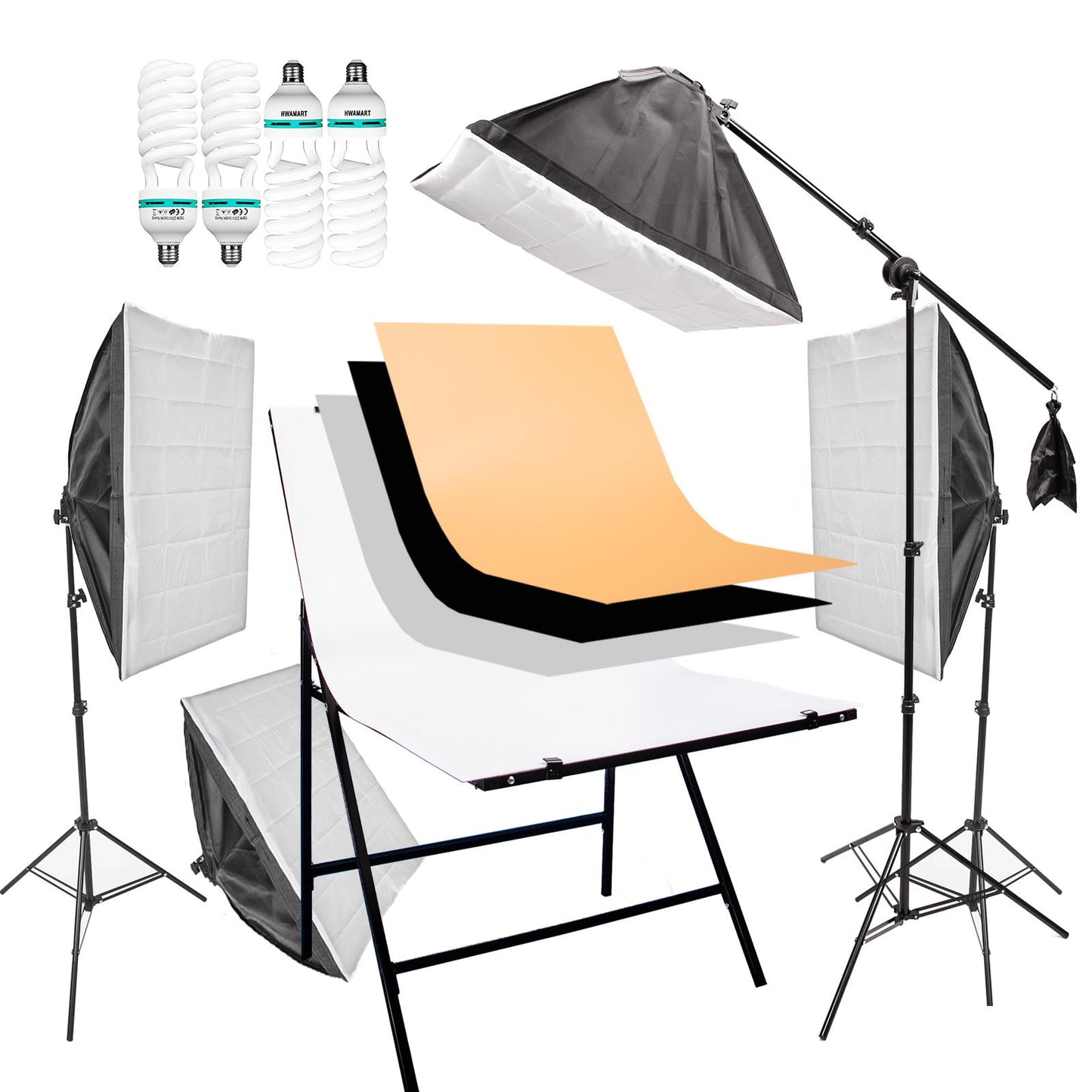 Continuous Lighting Shooting Table Softbox Kit 150W with Boom Arm