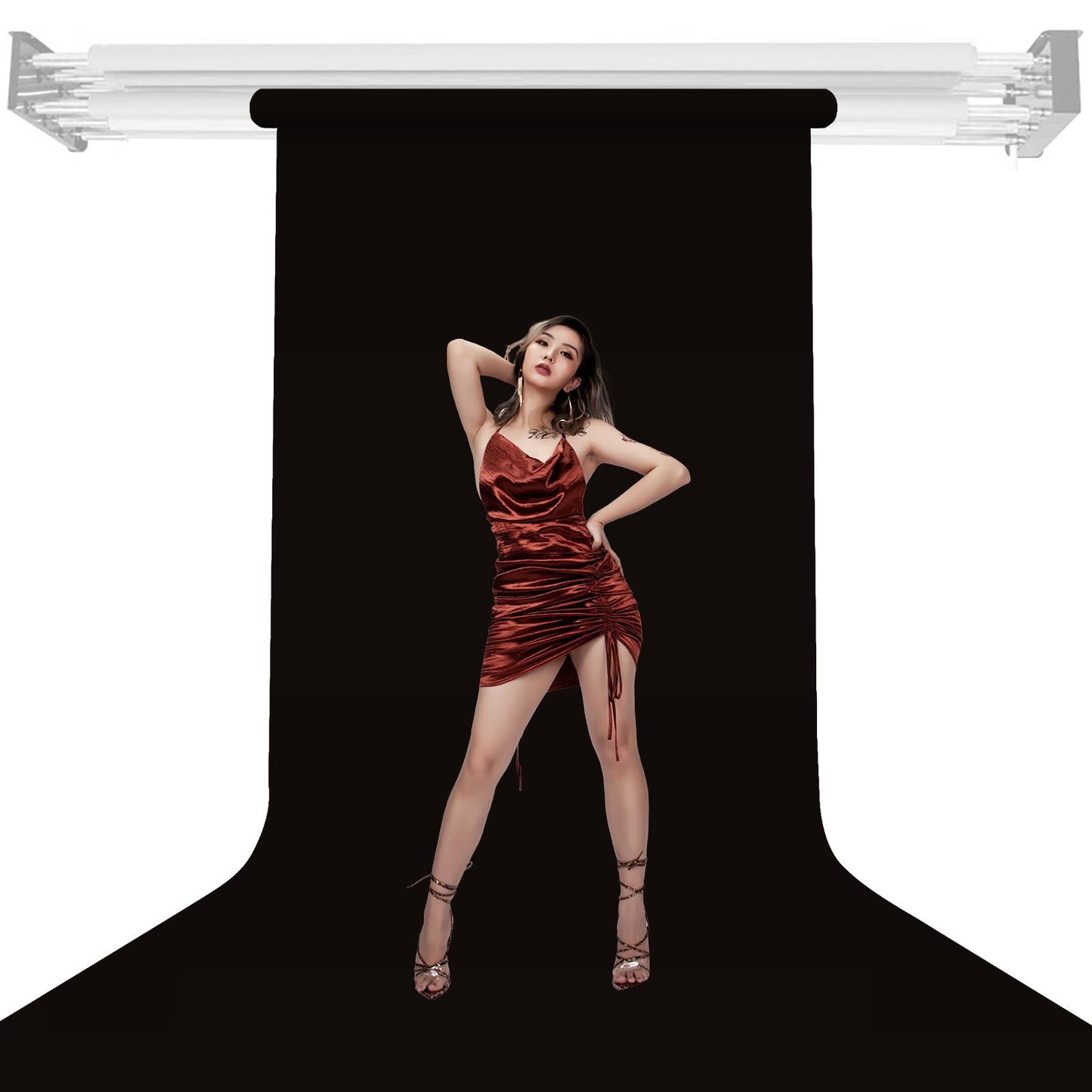 BOLLUMA 20M Jet Black Backdrop – 1.35x20M Paper Roll for Studios