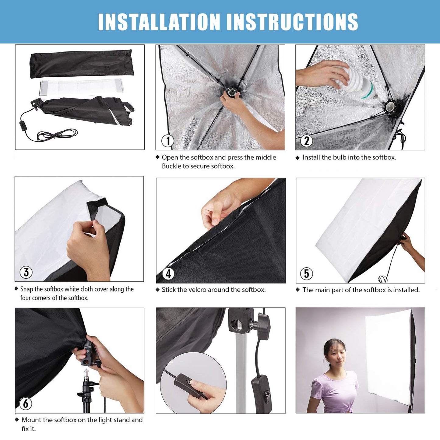 Continuous Lighting Softbox Kit 150W with Light Stand