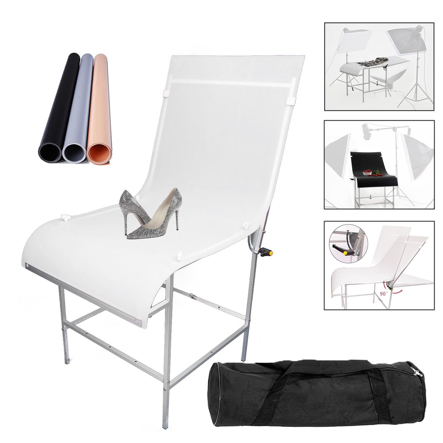 60x130cm Product Shooting Table with 4 Coloured Backdrops