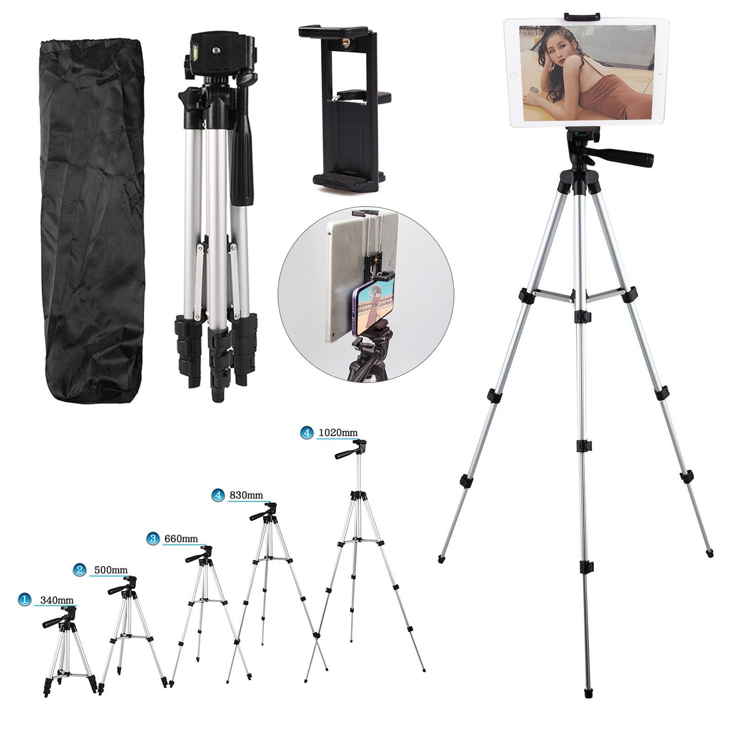 Phone Tripod 360 flexible Smartphone Tripod Camera Tripod Phone Stand, DSLR Tripod, Video Tripod 40" with Universal 1/4'' Thread Tripod Mount Holder Stand Bracket for Video Photo Photography