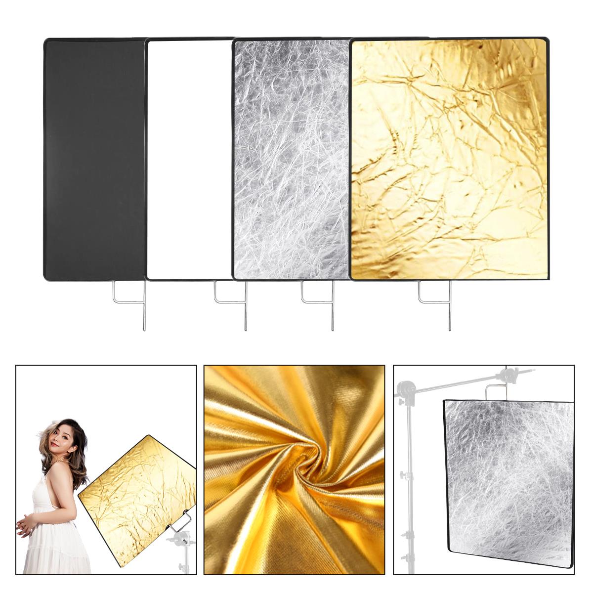 Photo Studio C Stand Kit with Reflector, 300cm Spring Cushioned Lighting Stand with 60x75cm 4-in-1 Photography Light Reflector and Caster Wheels, for Fashion Portrait Still Life Shot YouTube Film