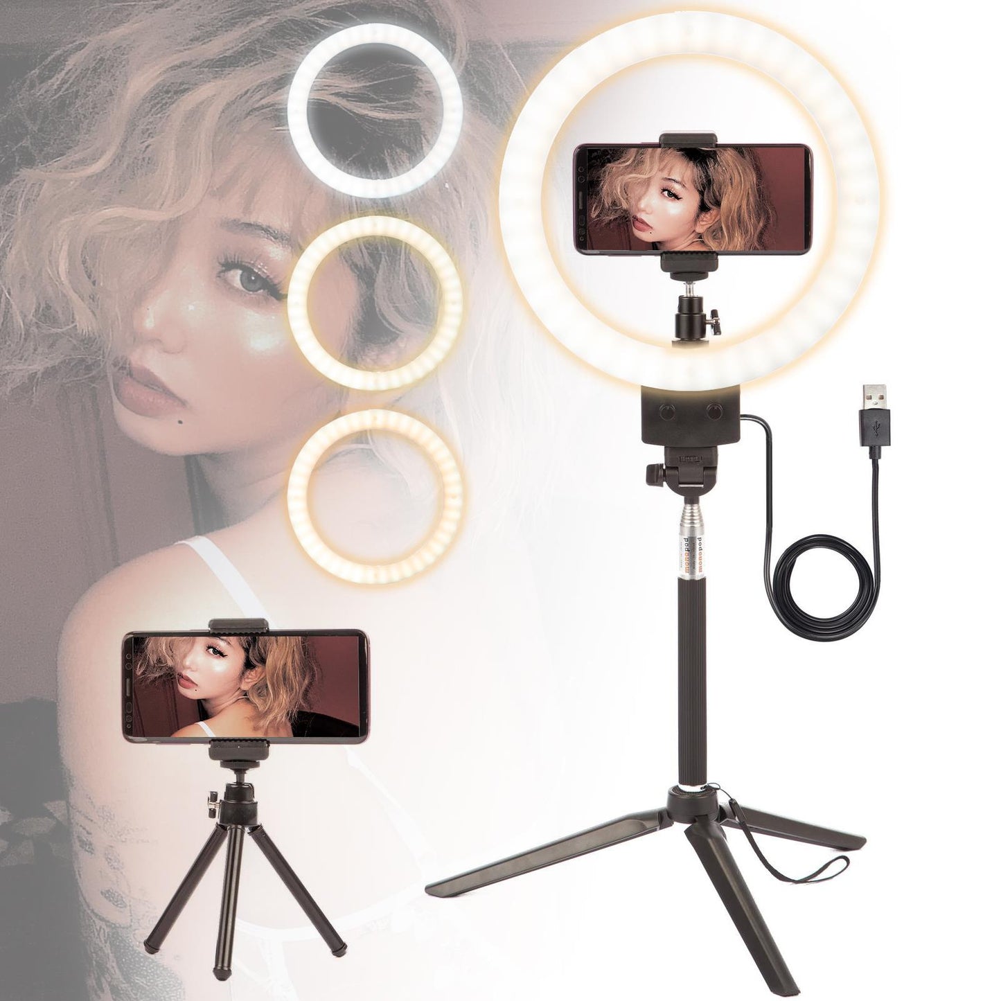 LED Ring Light 9" Dimmable Mini Make Up Video Tripod Selfie Camera Live Youtube