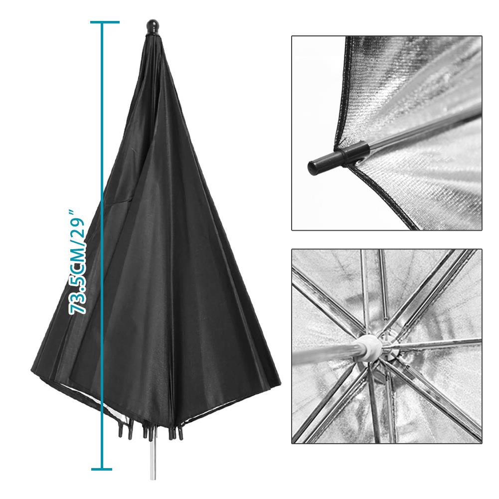 2 x 43" (109cm) Professional Umbrellas, 1x Diffuser, 1x Silver Reflector