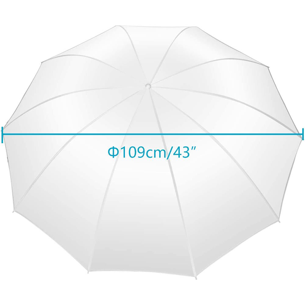 2 x 43" (109cm) Professional Umbrellas, 1x Diffuser, 1x Silver Reflector