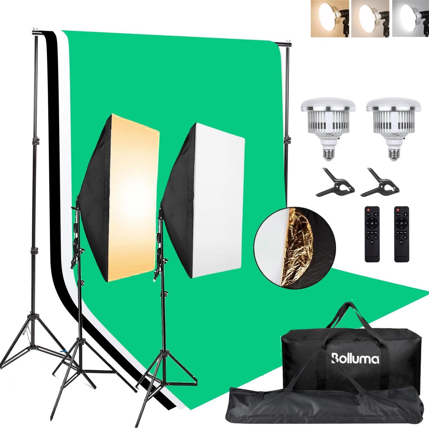 BOLLUMA Background Continuous Lighting Kit - Complete Setup