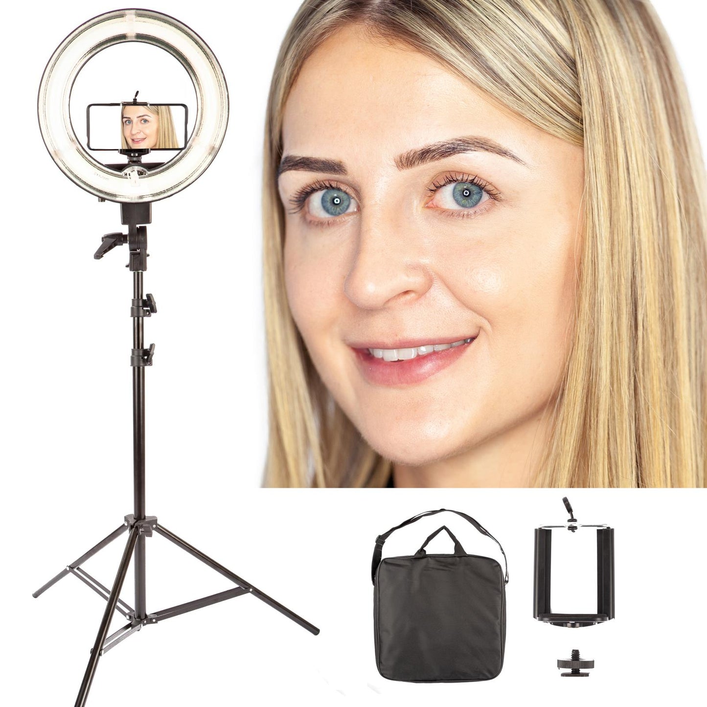 13.5" Ring Light, 40W, 5500K (Daylight) with Black Carry Bag, Cellphone Mount and Stand