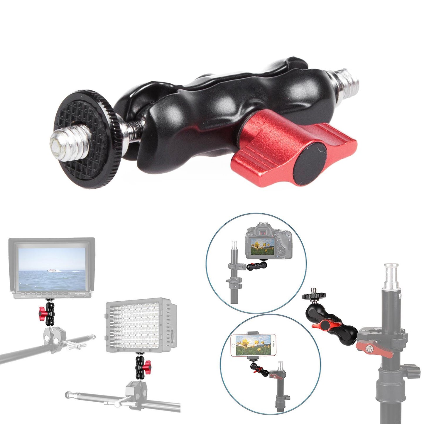 Small Magic Arm, Universal 1/4" Ballhead Rig Articulating Camera Mount Accessory