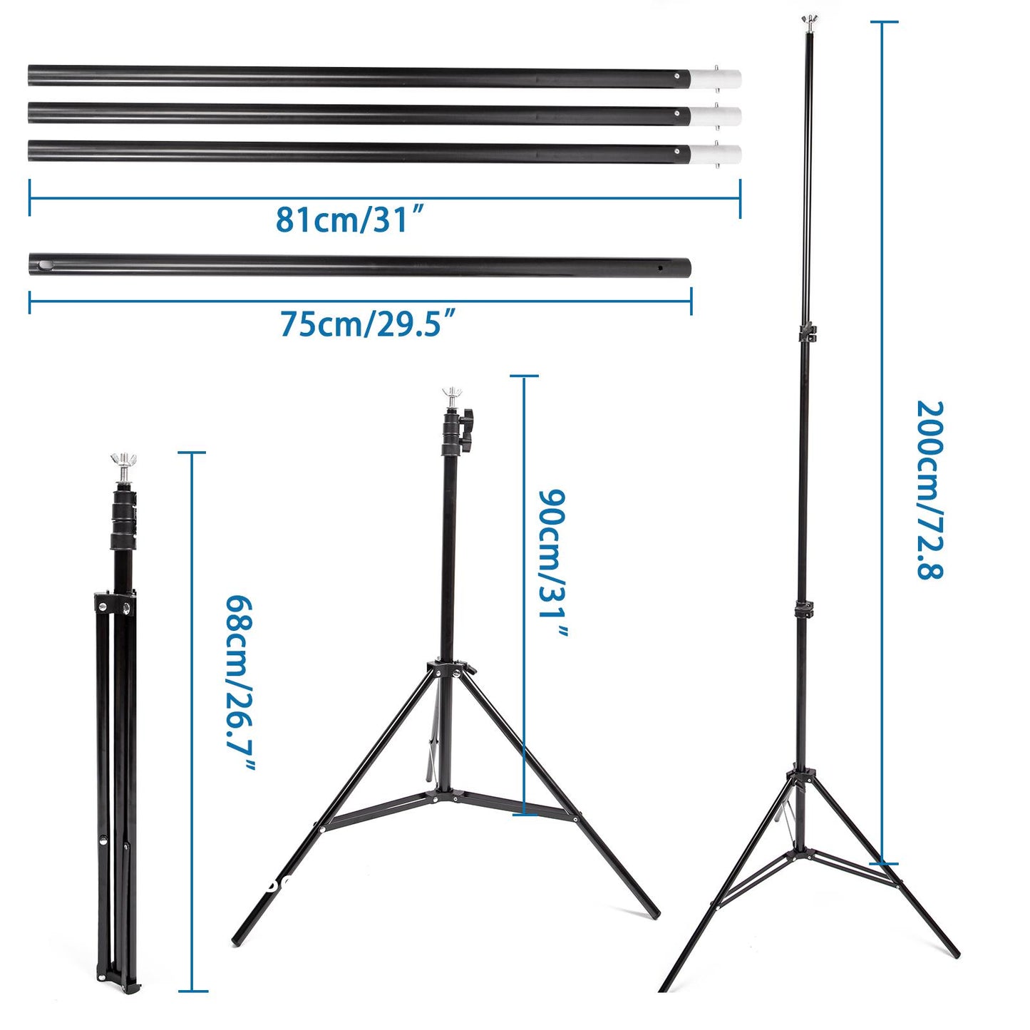 Continuous Lighting Softbox & Backdrop Support Kit 150W with Boom Arm