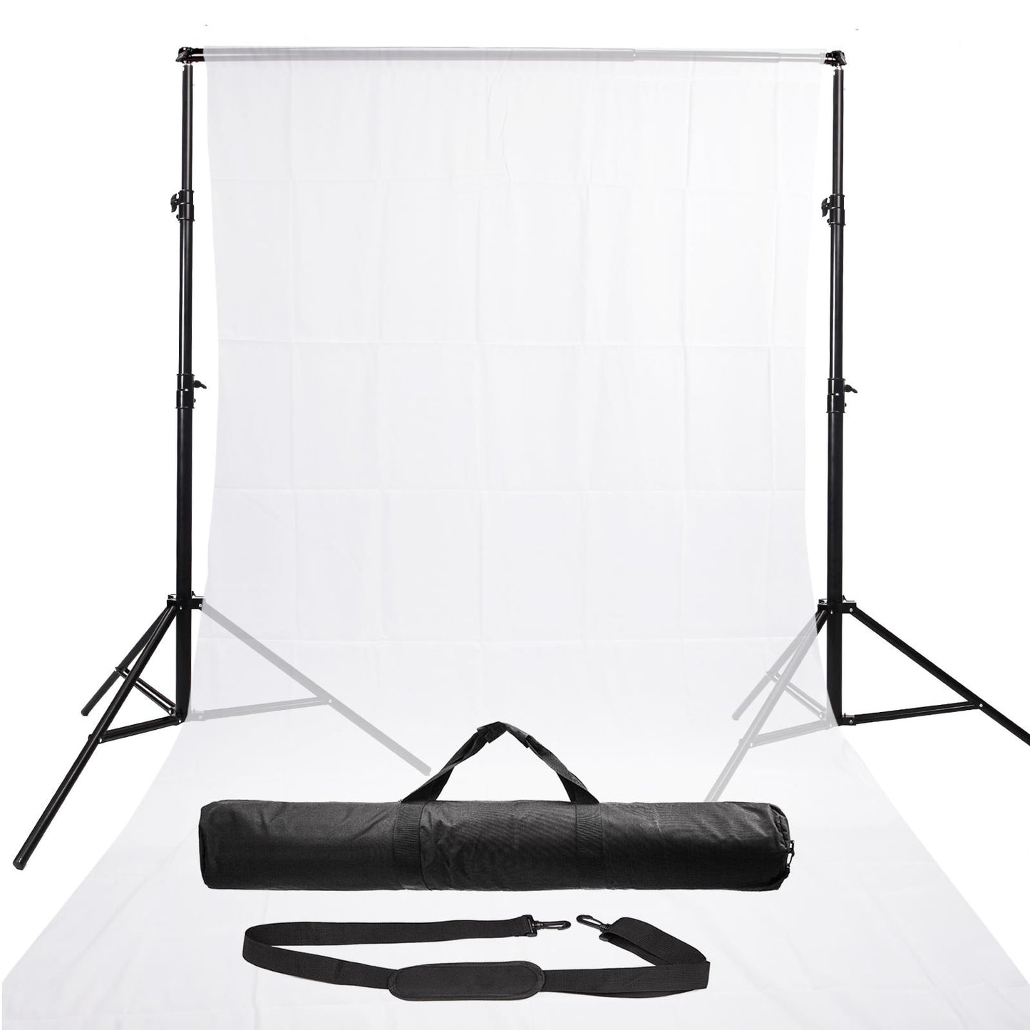 Heavy Duty Background Support With Fully Adjustable Crossbar, Spring Cushioned Stands and Padded Bag