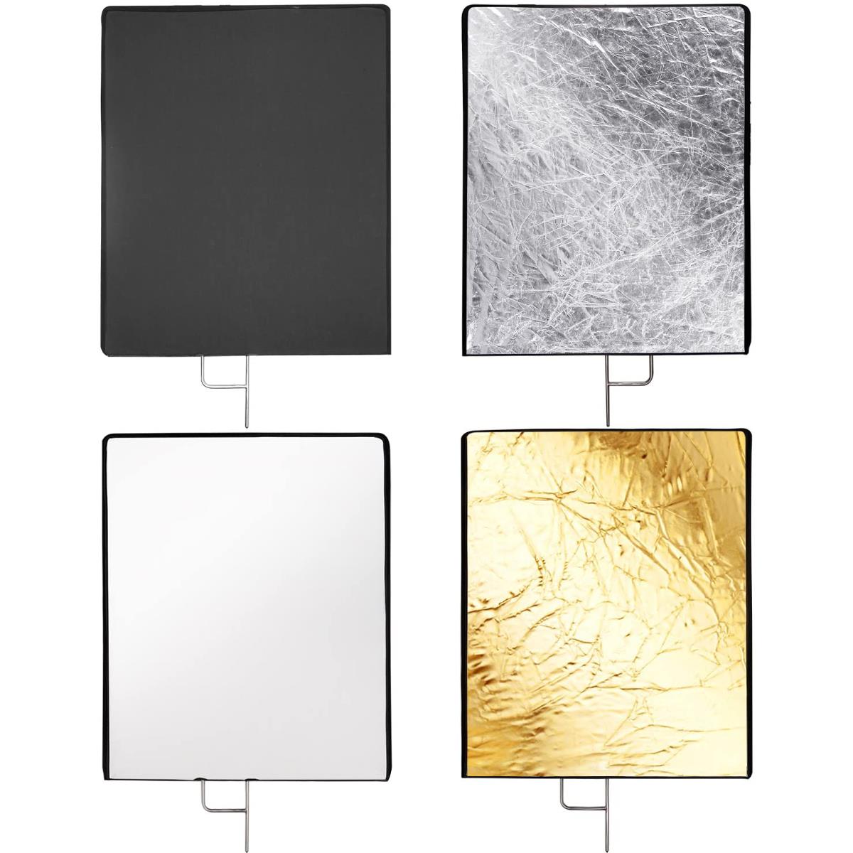 Photo Studio C Stand Kit with Reflector, 300cm Spring Cushioned Lighting Stand with 60x75cm 4-in-1 Photography Light Reflector and Caster Wheels, for Fashion Portrait Still Life Shot YouTube Film