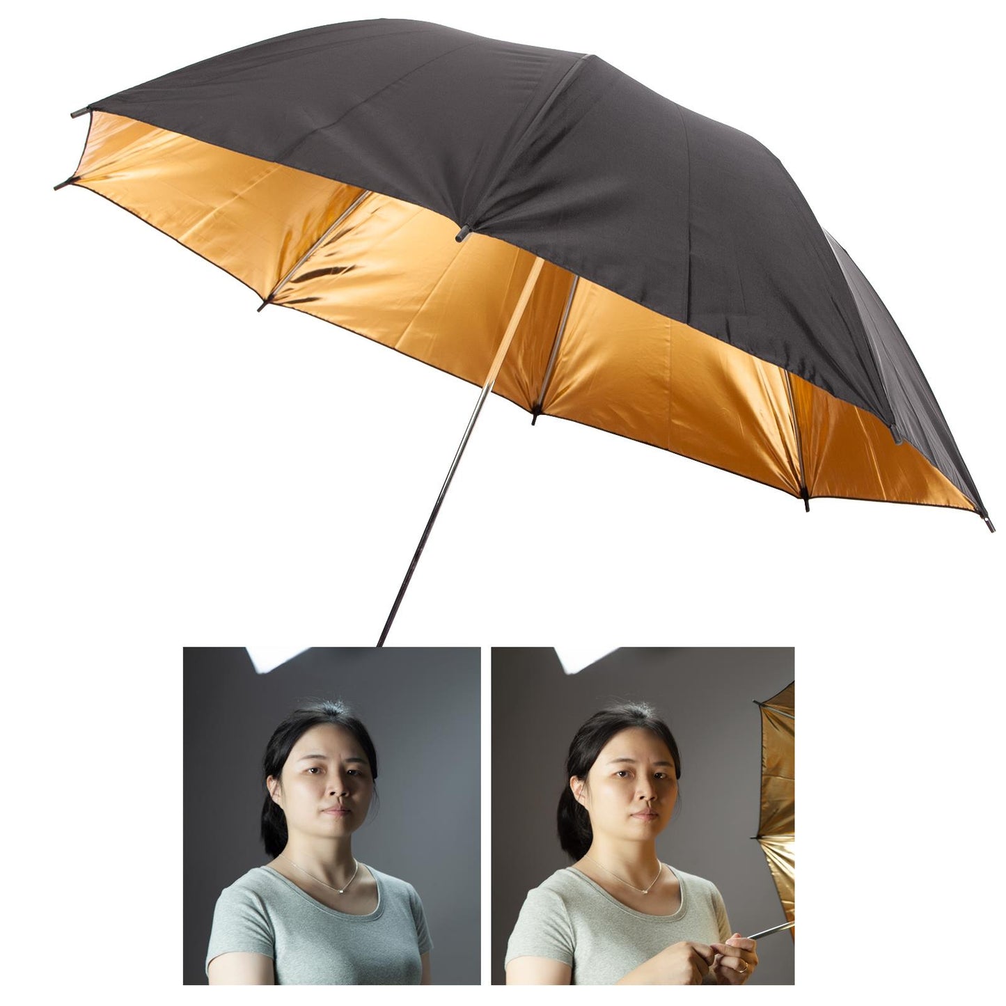 BOLLUMA Studio Umbrella 33 Inch – Black Gold for Perfect Lighting