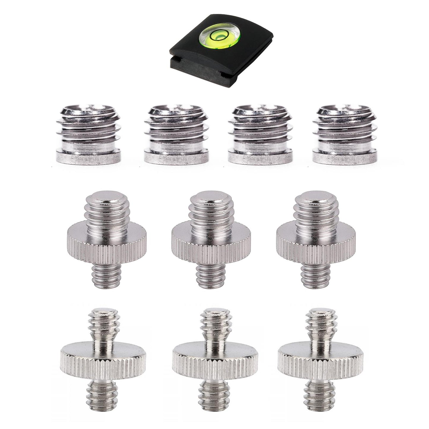 11pcs Tripod Screw Adapter Camera Screws 1/4" to 3/8" Convert Screw Hot Shoe Camera Spirit Level for Monopod, Light Stand Ball Head etc