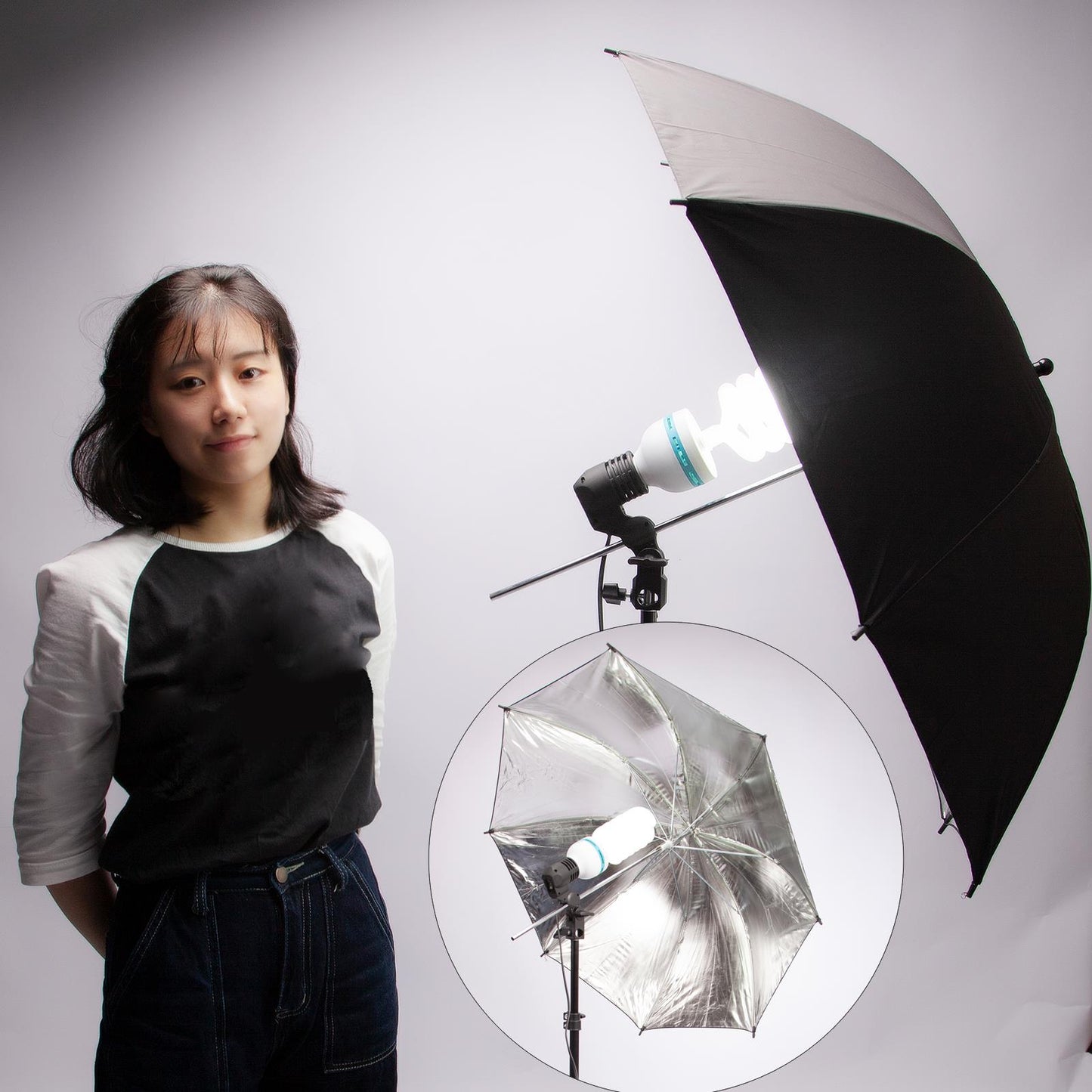 2x 33" (84cm) Professional Umbrella with Silver Reflector